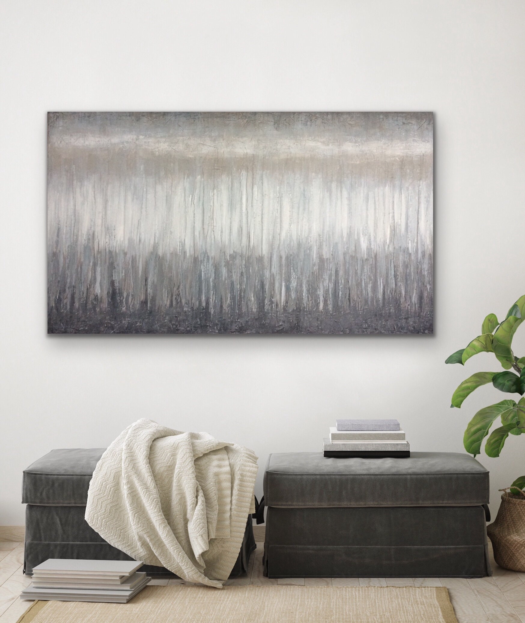 Extra Large Abstract Painting on Canvas Brown Beige Gray Grey Wall Art ...