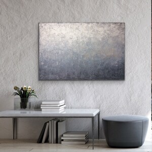 Extra Large Abstract Painting on Canvas, Gray Beige White Texture Art ...