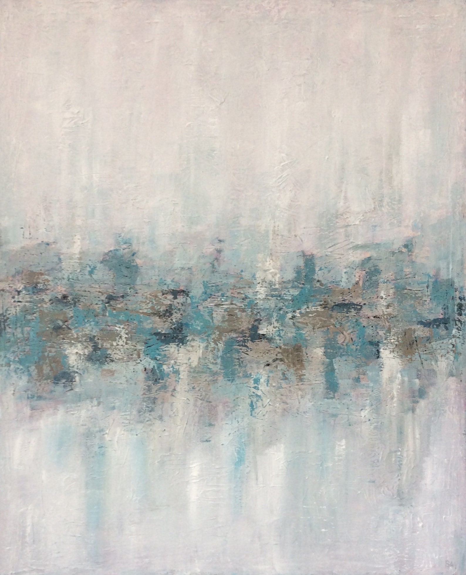 Teal large abstract painting on stretched canvas XL abstract Etsy