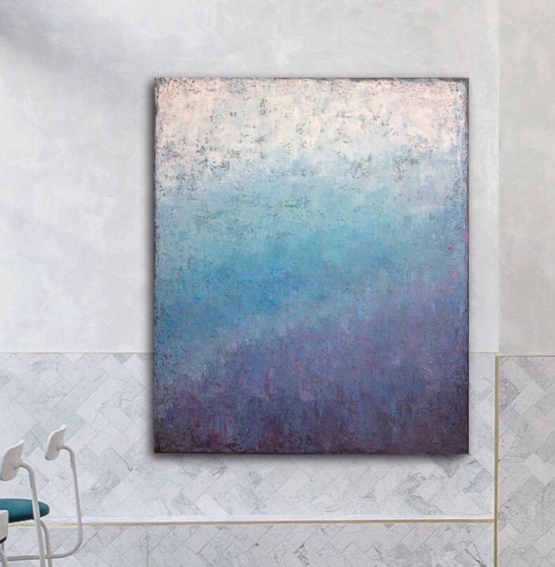 Extra Large Abstract Painting Blue Purple Wall Art Original Etsy