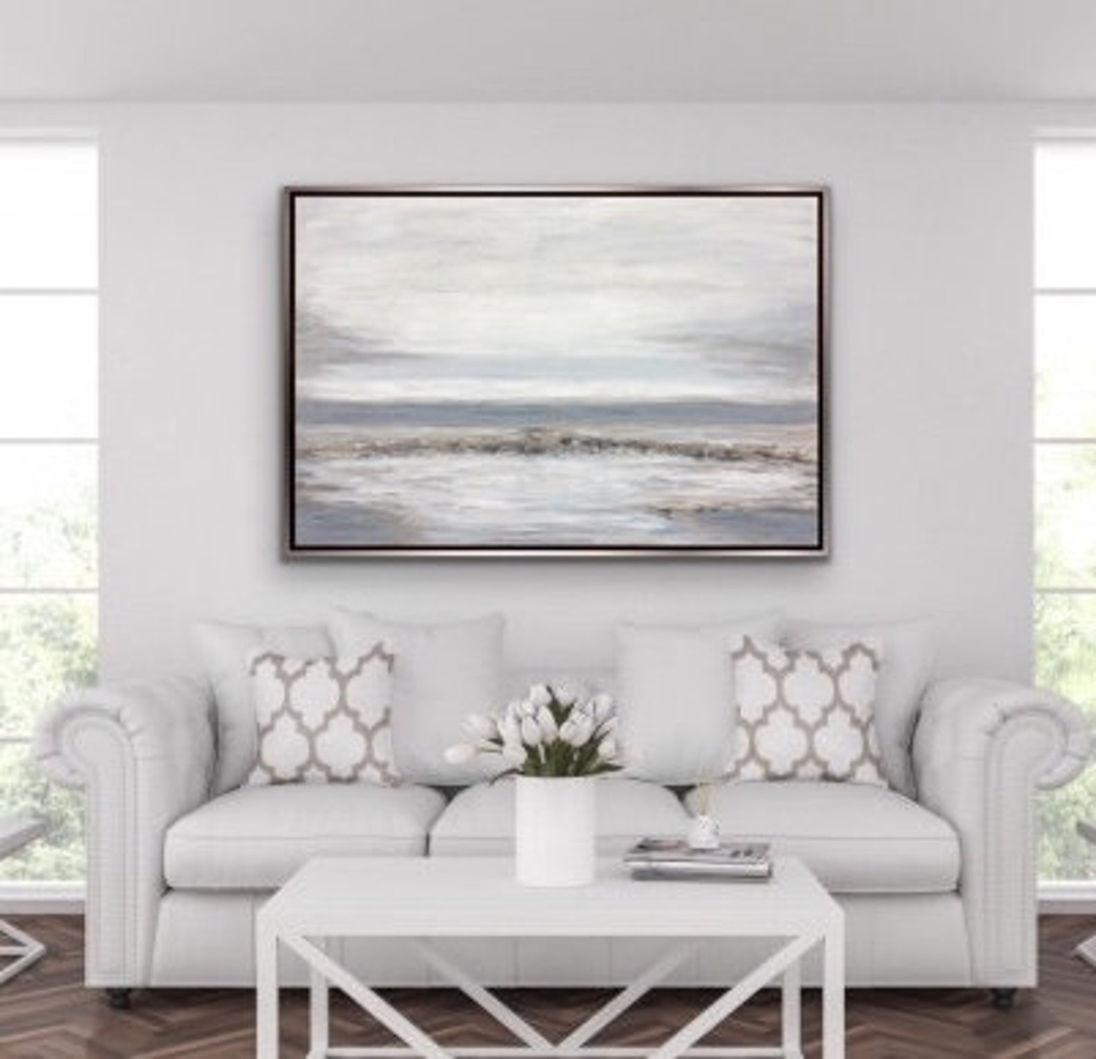 Beige Gray Abstract Painting Extra Large Abstract Wall Art on Etsy