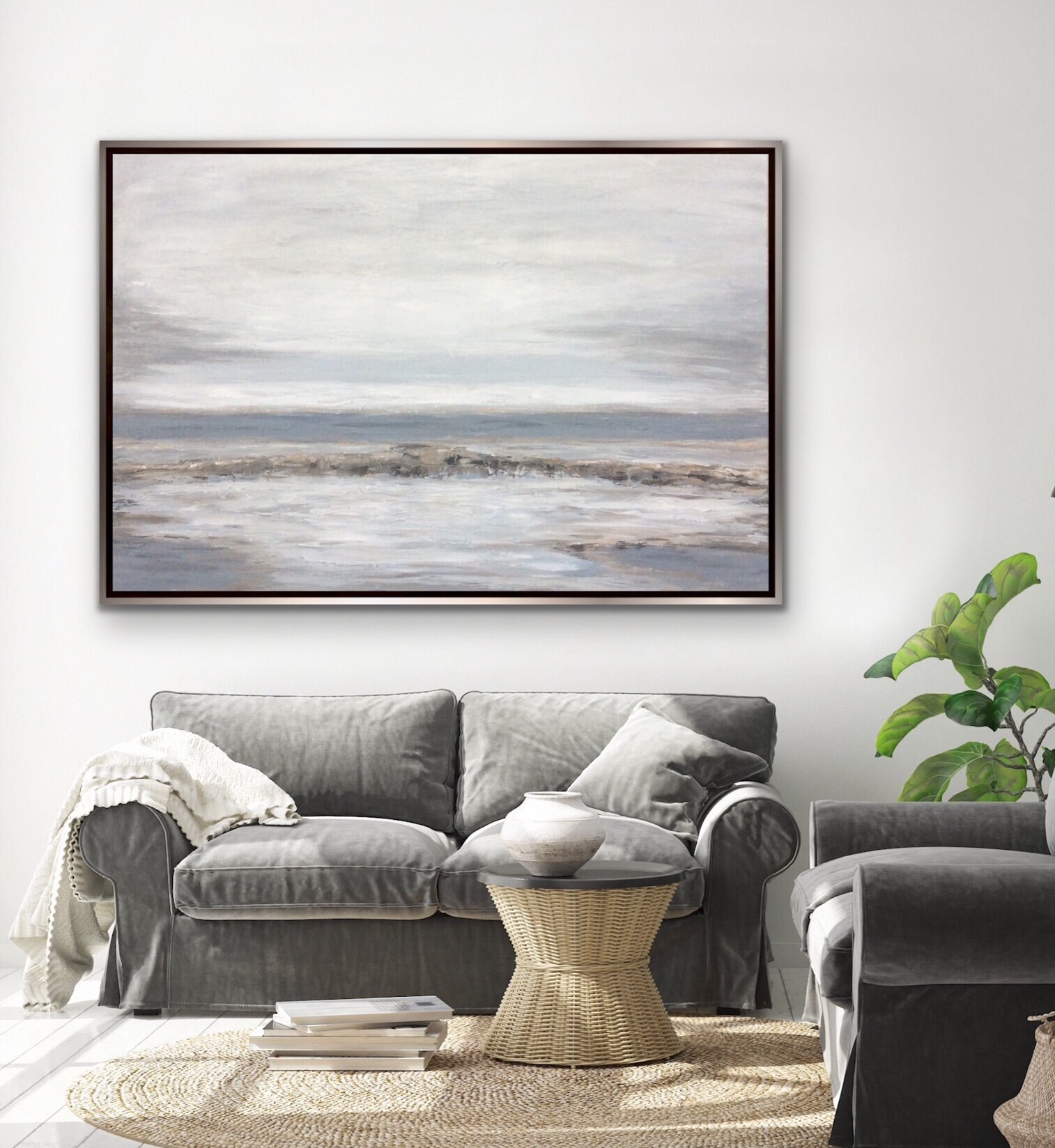 Beige Gray Abstract Painting Extra Large Abstract Wall Art on Etsy
