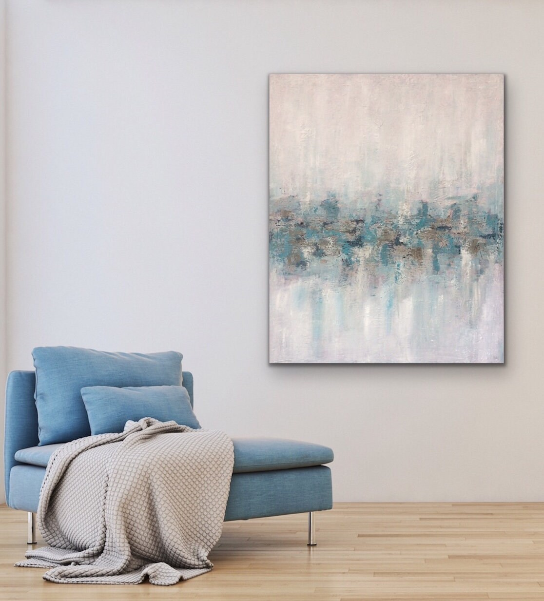 Teal large abstract painting on stretched canvas XL abstract Etsy