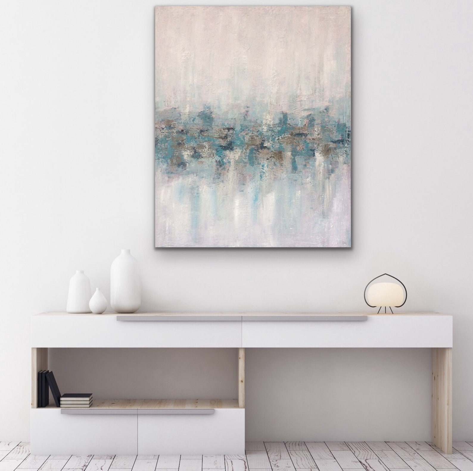 Teal large abstract painting on stretched canvas XL abstract Etsy