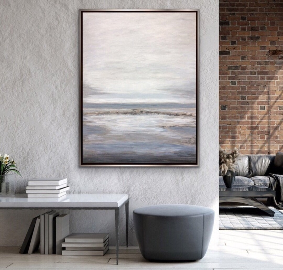 Extra Large Abstract Painting Gray Beige Modern Art Abstract Painting ...