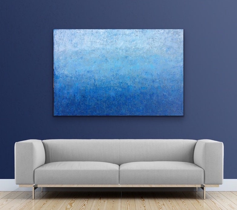 Extra Large Blue Modern Abstract Painting Large Abstract Wall Art ...