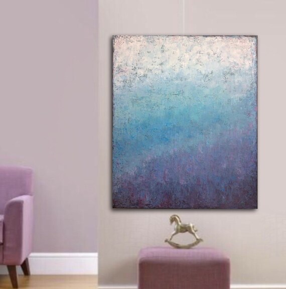 Extra Large Abstract Painting Blue Purple Wall Art Original Etsy