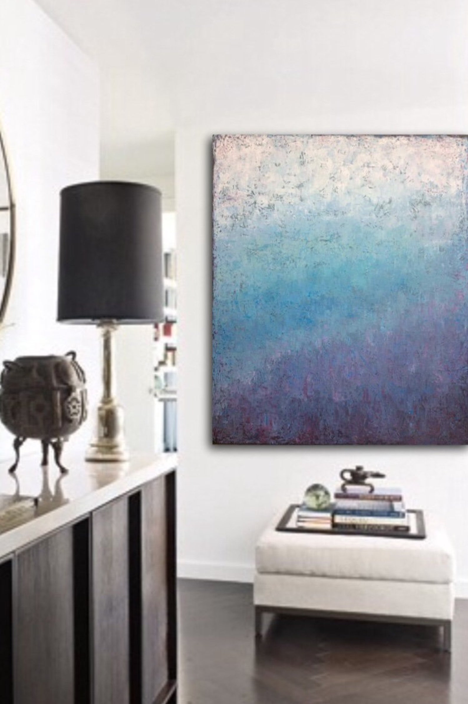 Extra Large Abstract Painting Blue Purple Wall Art Original Etsy