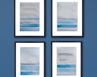 Abstract painting original wall art watercolor set of four paintings abstract