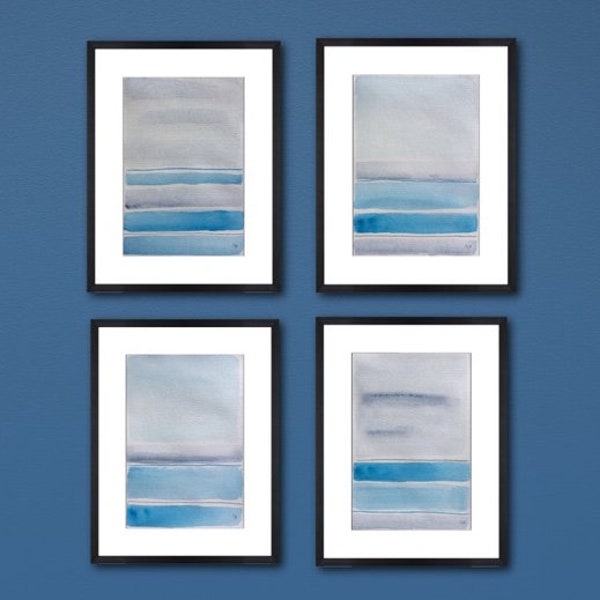 Abstract painting original wall art watercolor set of four paintings abstract
