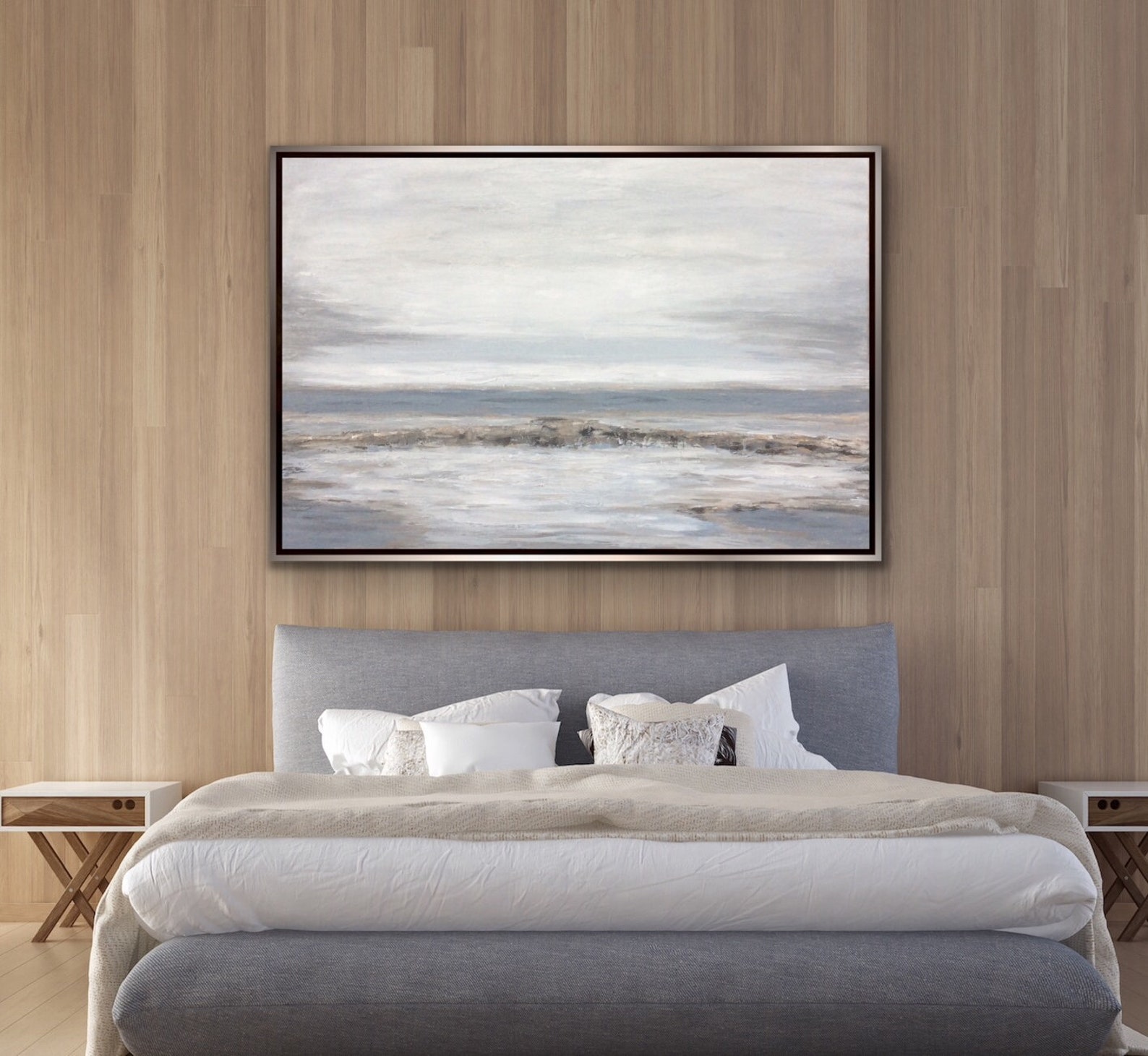 Beige Gray Abstract Painting Extra Large Abstract Wall Art on Etsy