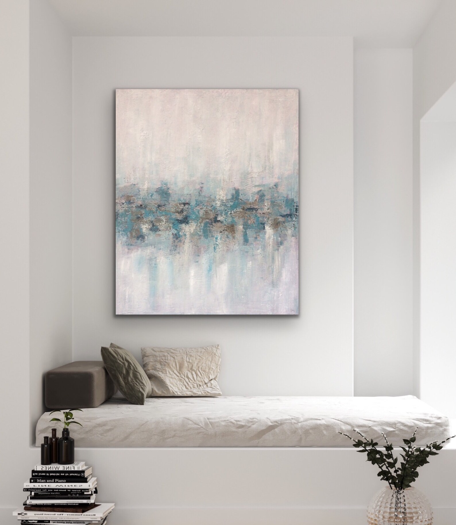 Teal large abstract painting on stretched canvas XL abstract Etsy