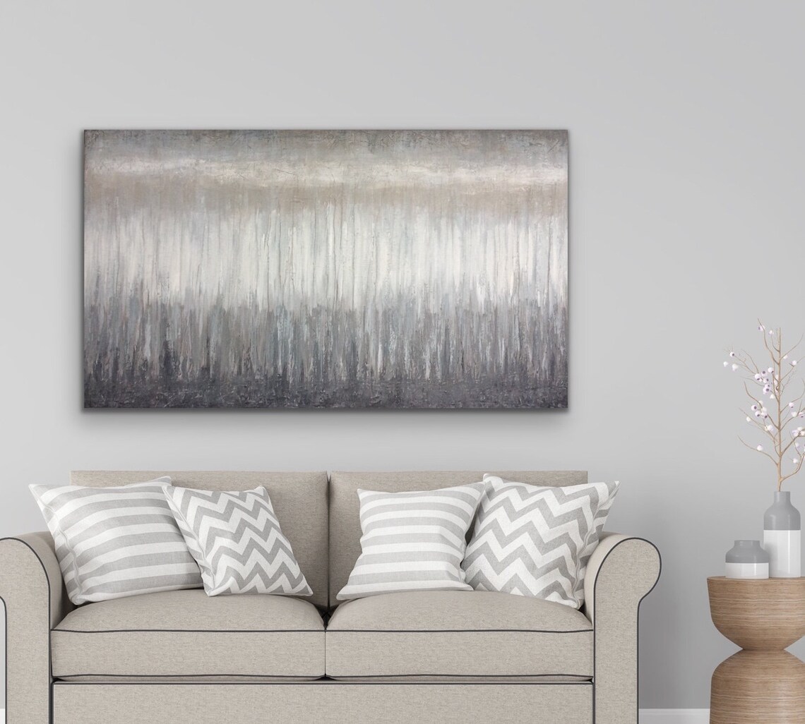 Extra Large Abstract Painting on Canvas Brown Beige Gray Grey Wall Art ...