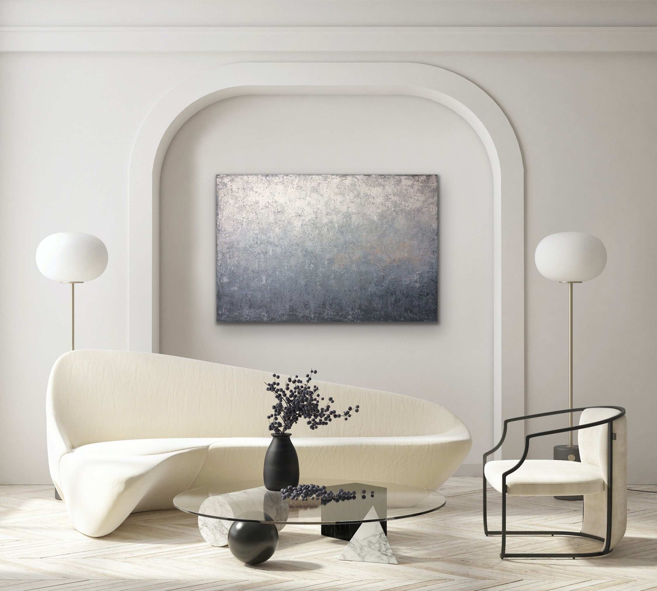 Extra Large Abstract Painting on Canvas, Gray Beige White Texture Art ...