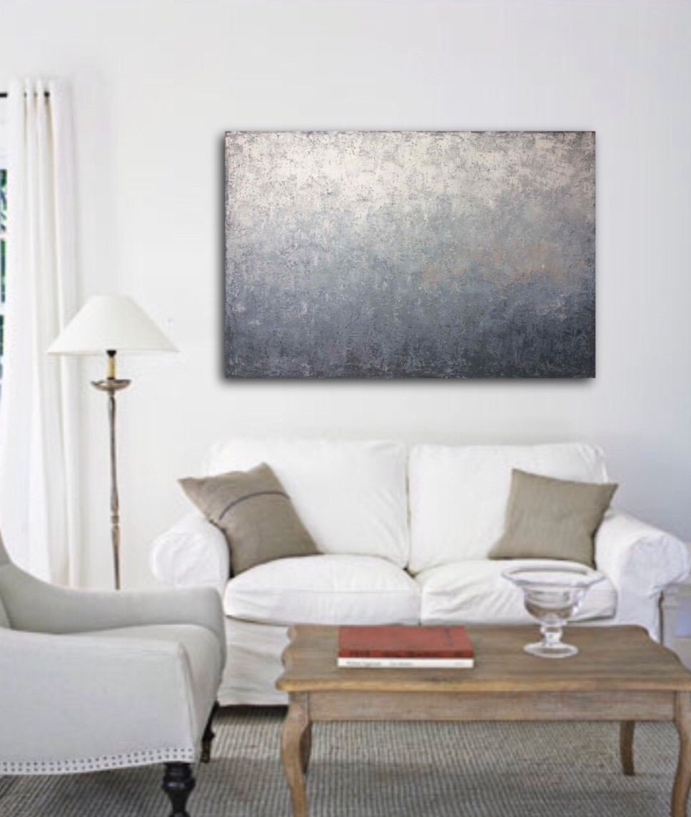 Extra Large Abstract Painting on Canvas Gray Beige White | Etsy