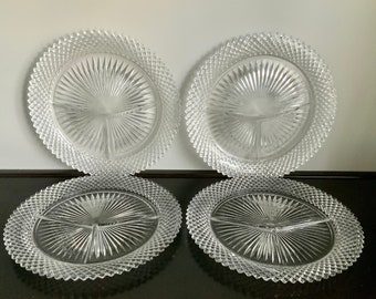 Set of 4 Anchor Hocking Miss America Clear Grill Plates -- Free Shipping!!