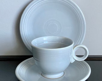 3-Piece Set of Vintage Original Gray Fiestaware - Saucer, Cup, Bread Plate — Free Shipping!!