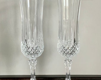 Set of 2 Cristal D'Arques-Durand Longchamp Champagne Glasses -- Free Shipping!!