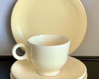 4-Piece Set of Vintage Original Ivory Fiestaware - Saucer, Cup, Bread & Salad Plate — Free Shipping!!