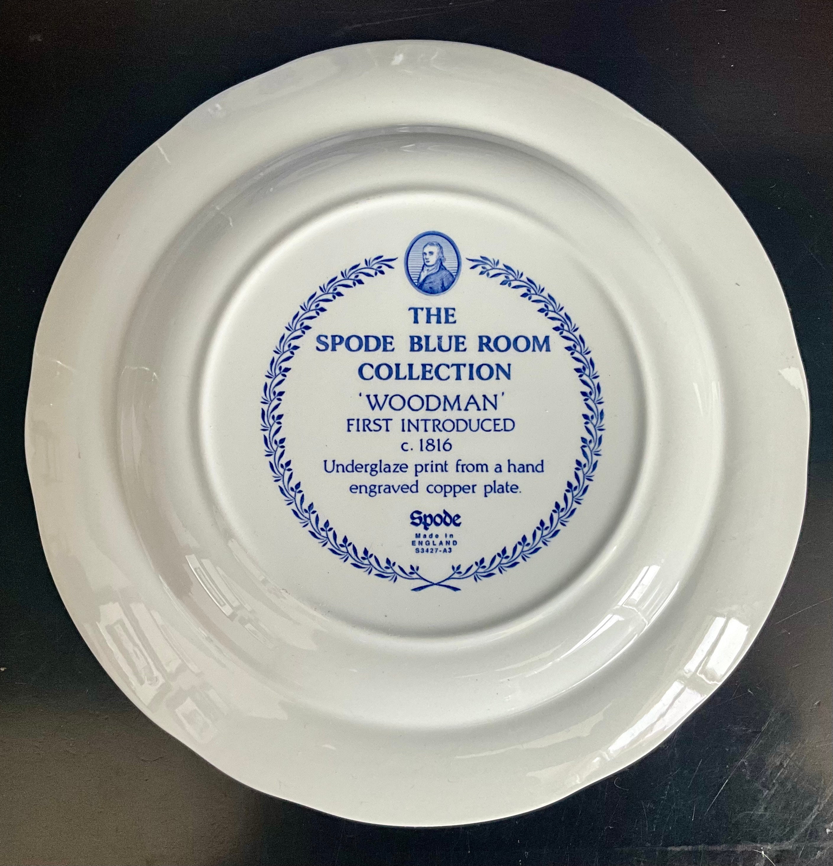 Spode Blue Room Georgian Dinner Plates: Woodman, Rome, Girl at