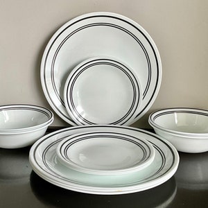 12-Piece Set of Corelle Classic Cafe Black Dinnerware — 4 Dinner Plates, 4 Bread Plates & 4 Cereal/Soup Bowls -- Free Shipping!!