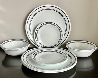 12-Piece Set of Corelle Classic Cafe Black Dinnerware — 4 Dinner Plates, 4 Bread Plates & 4 Cereal/Soup Bowls -- Free Shipping!!