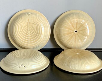 Set of 4 Franciscan Sea Sculptures Sand Individual Casserole Lids -- 2 Designs -- Free Shipping!!