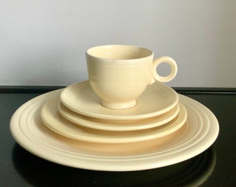 5-Piece Set of Ivory Fiestaware — Dinner, Salad & Bread Plate, Cup, Saucer -- Free Shipping!!