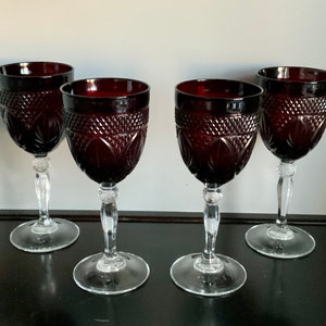 Cristal D'Arques-Durand Antique Ruby: Set of 4 Water Goblets