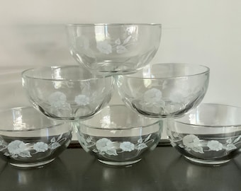 Set of 6 Vintage Lead Crystal Avon Hummunigbird Cereal Bowls -- Free Shipping!