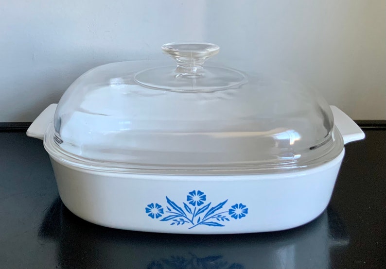 Corning Cornflower Blue 2 1/2 Qt. Square Covered Casserole A-10-B and A-12-C Free Shipping image 3