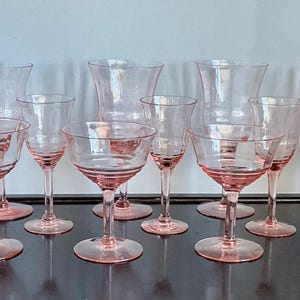 Pink Depression Wine Glasses - Etsy