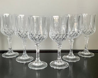 Set of 6 Cristal D'Arques-Durand Longchamp Wine Glasses -- Free Shipping!!