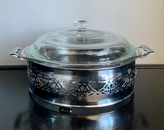 Pyrex Originals Clear 2 Qt. Round Covered Casserole with Silver Serving Basket -- Free Shipping!!
