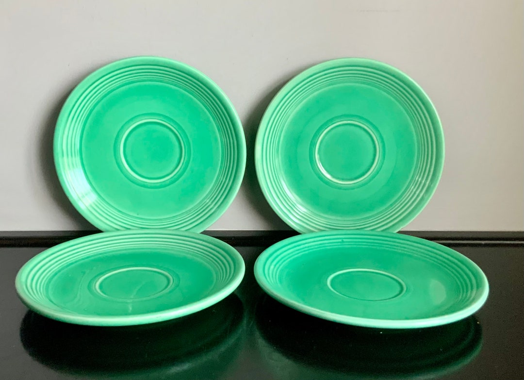 Set of 4 Vintage Original Green Fiestaware Saucers Free Etsy