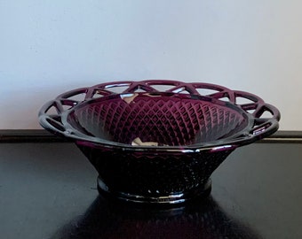 Imperial Glass Co. Lace Edge Burgundy (Dark Amethyst) 7" Bowl  -- Free Shipping!!