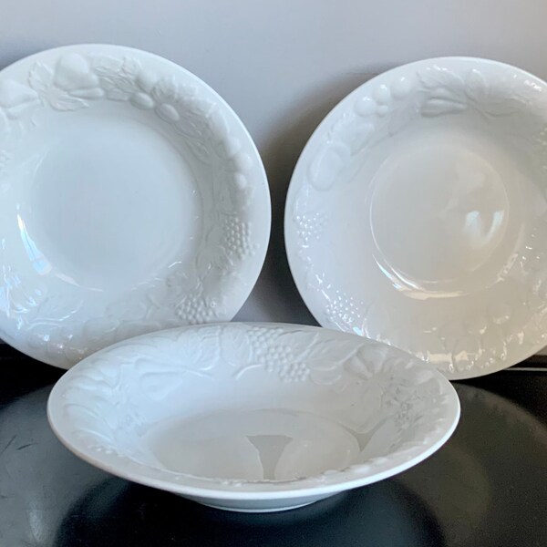 Gibson White Embossed Fruit Etsy