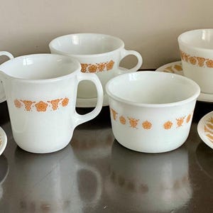 Corelle Butterfly Gold Coffee Set -- 5 Cups/Saucers, Creamer & Sugar Bowl -- Free Shipping!!