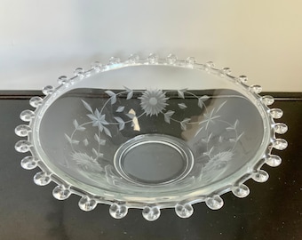 Heisey Lariat 12" Etched Floral Bowl -- Free Shipping!!