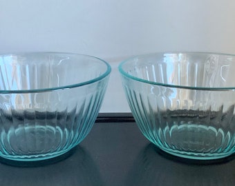 Vintage Pyrex Sculptured Clear Small Mixing Bowl (Aqua Tint)  - 2 Available - Free Shipping!!