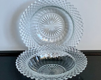 Set of 2 Anchor Hocking Miss America Clear Cereal Bowls -- Free Shipping!!