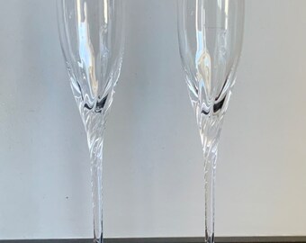 Set of 2 Lenox Millennium Fluted Champagne Encore Gold Glasses -- Free Shipping!!