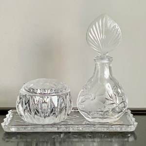 Vintage Princess House Lead Crystal 3-Piece Vanity Set -- Free Shipping!