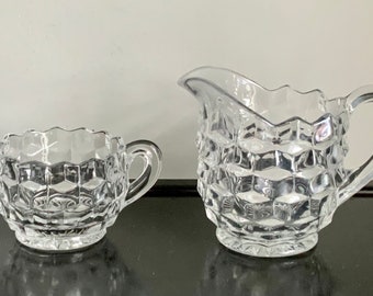 Fostoria American Clear Creamer & Open Sugar  Set —  Free Shipping!!