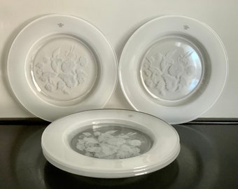 Set of 6* Vintage Lead Crystal Avon Hummingbird Luncheon Plates -- Free Shipping!