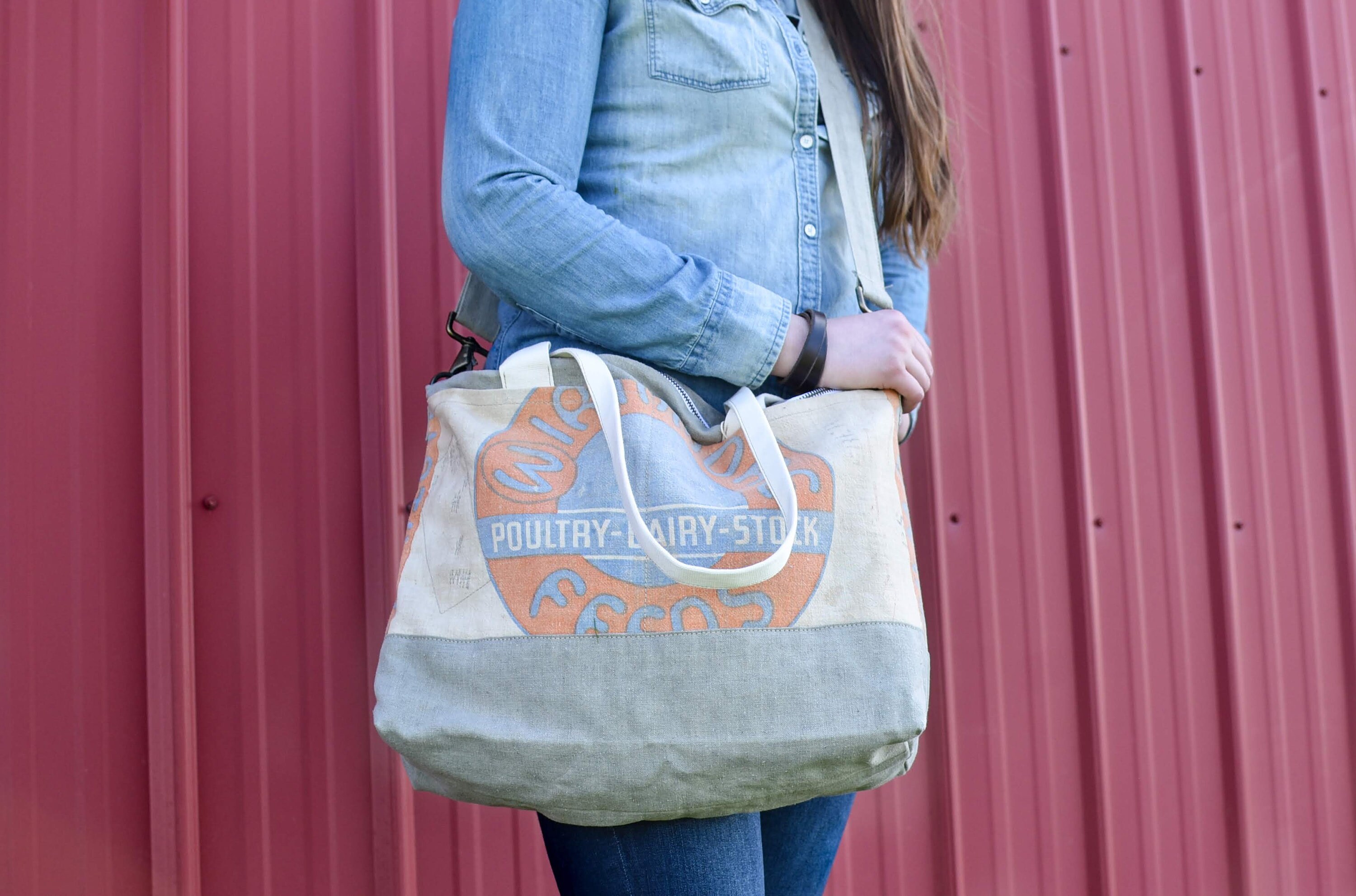 Large Tote Bag Gray Canvas Crossbody Unique Tote Bag Grain Etsy