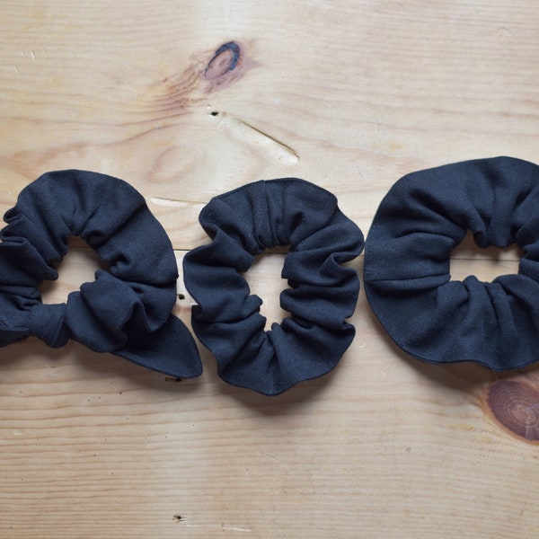 Black Linen Scrunchie, Bow Hair Tie, Black Bow Scrunchie, Linen Hair Tie, Neutral Hair Scrunchie, Oversized Scrunchie, Black Hair Tie