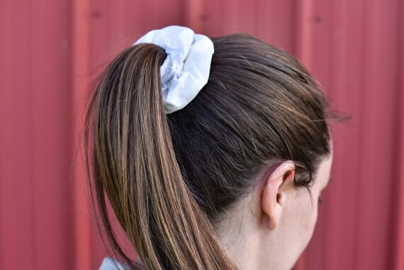 White Scrunchie Cotton Hair Tie White 90 S Accessory Etsy