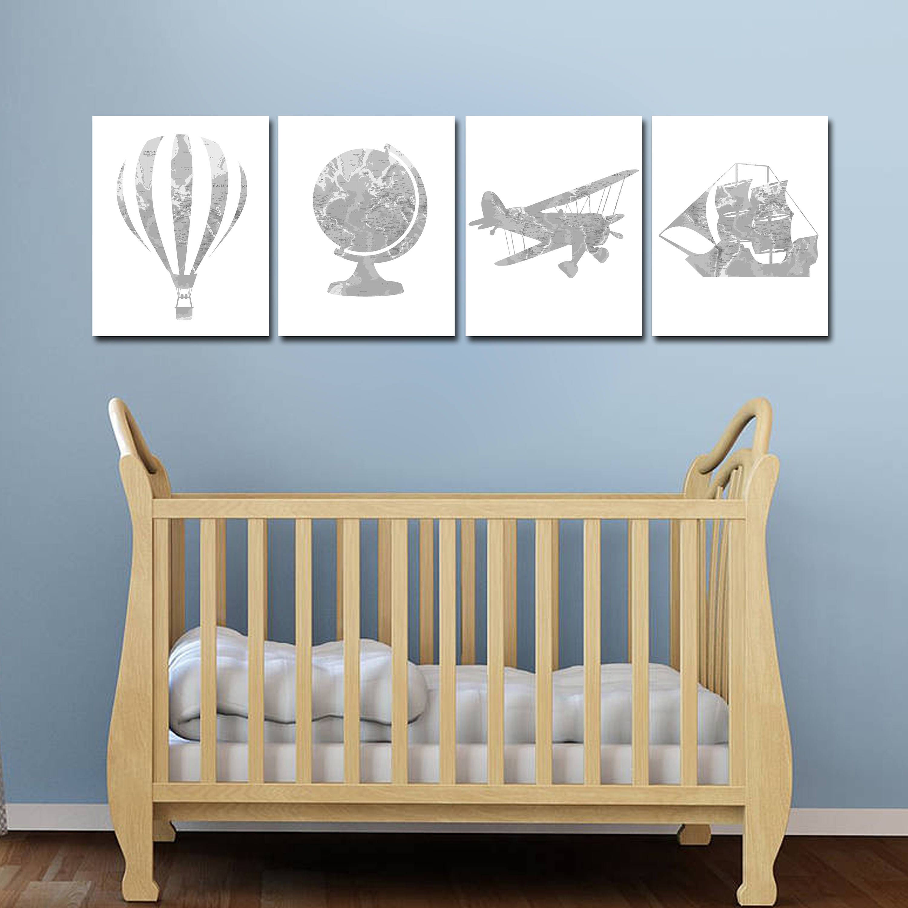Travel Theme Nursery Travel Nursery Decor Grey Nursery Art Etsy