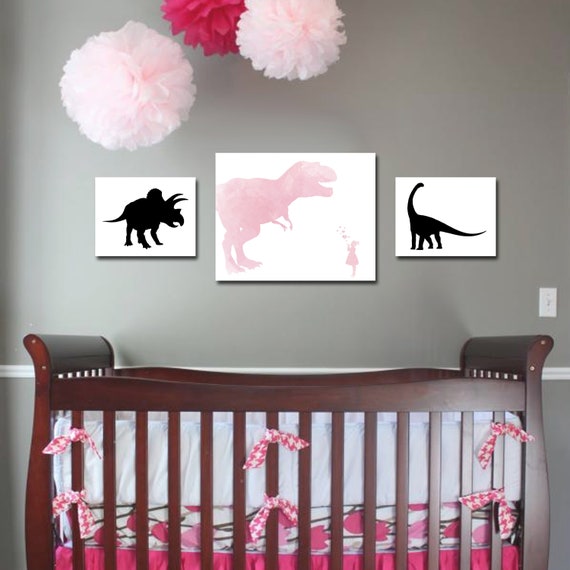 Girl Dinosaur Art Dinosaur Nursery Girls Bedroom Art Girls Bedroom Decor Girls Dinosaur Decor Dinosaur Decor Girl Baby Shower